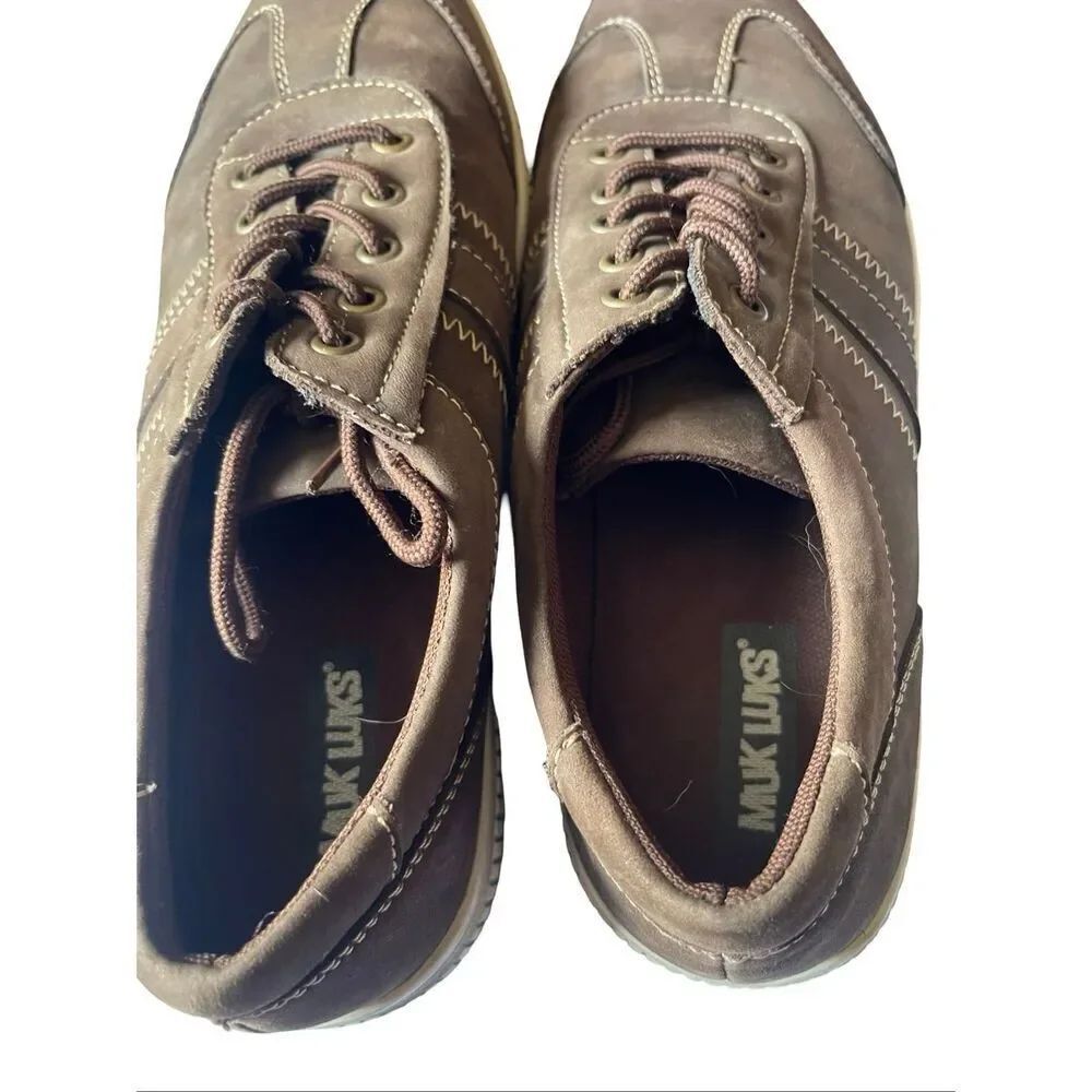 Muk Luks Mens Brown Leather Lace Up Casual Nick Fashion Sneakers Shoes Size 9 - Picture 8 of 9